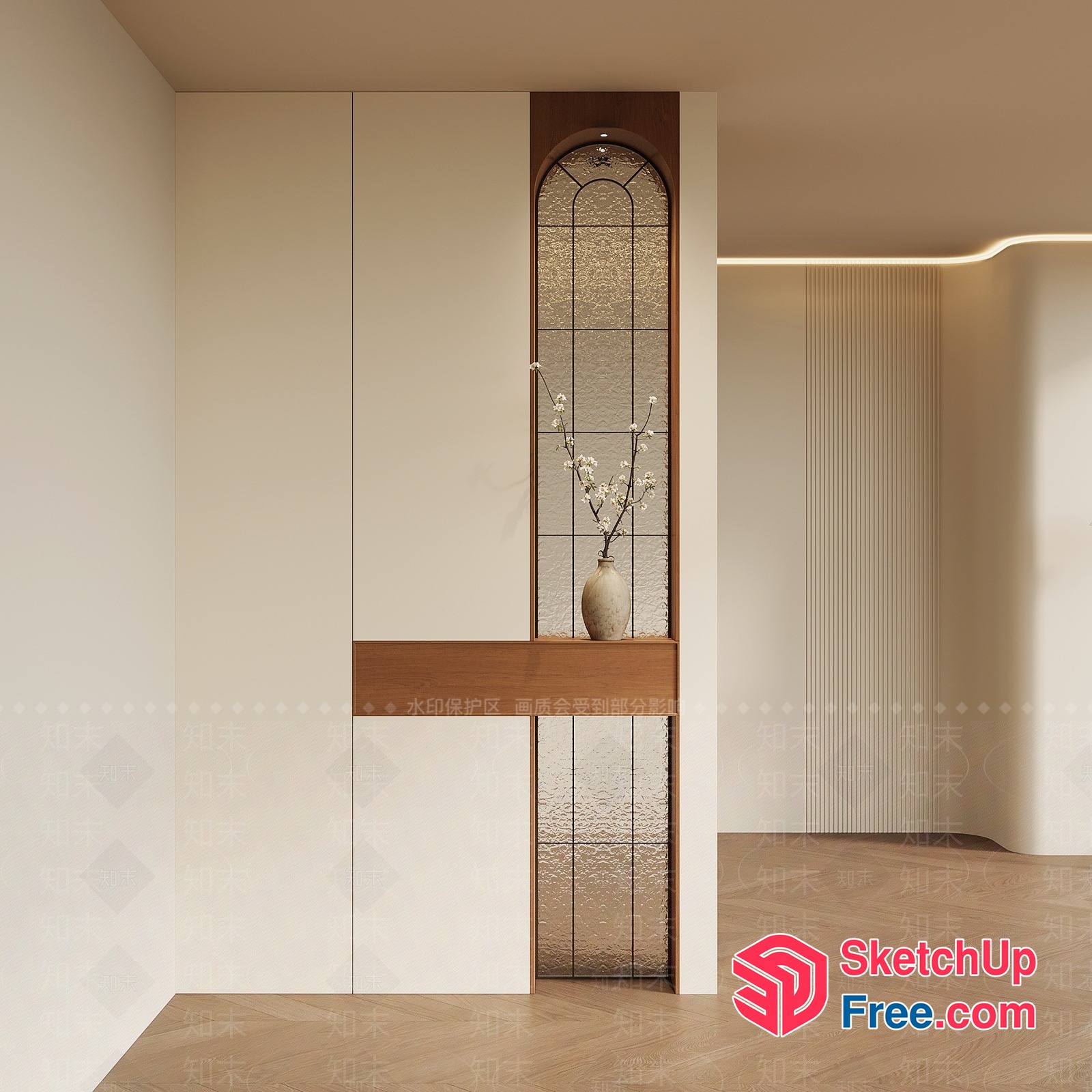 Elegant And Modern Stained Glass Accent Wall 3D SketchUp File