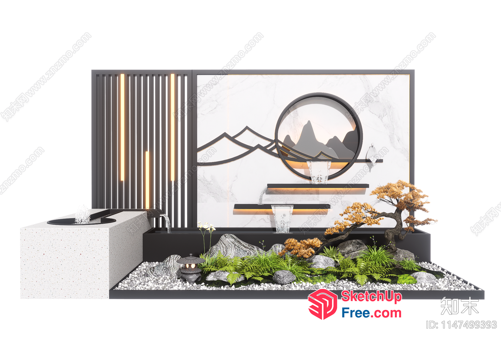 Modern Japanese-Inspired Zen Garden Interior 3D SketchUp File