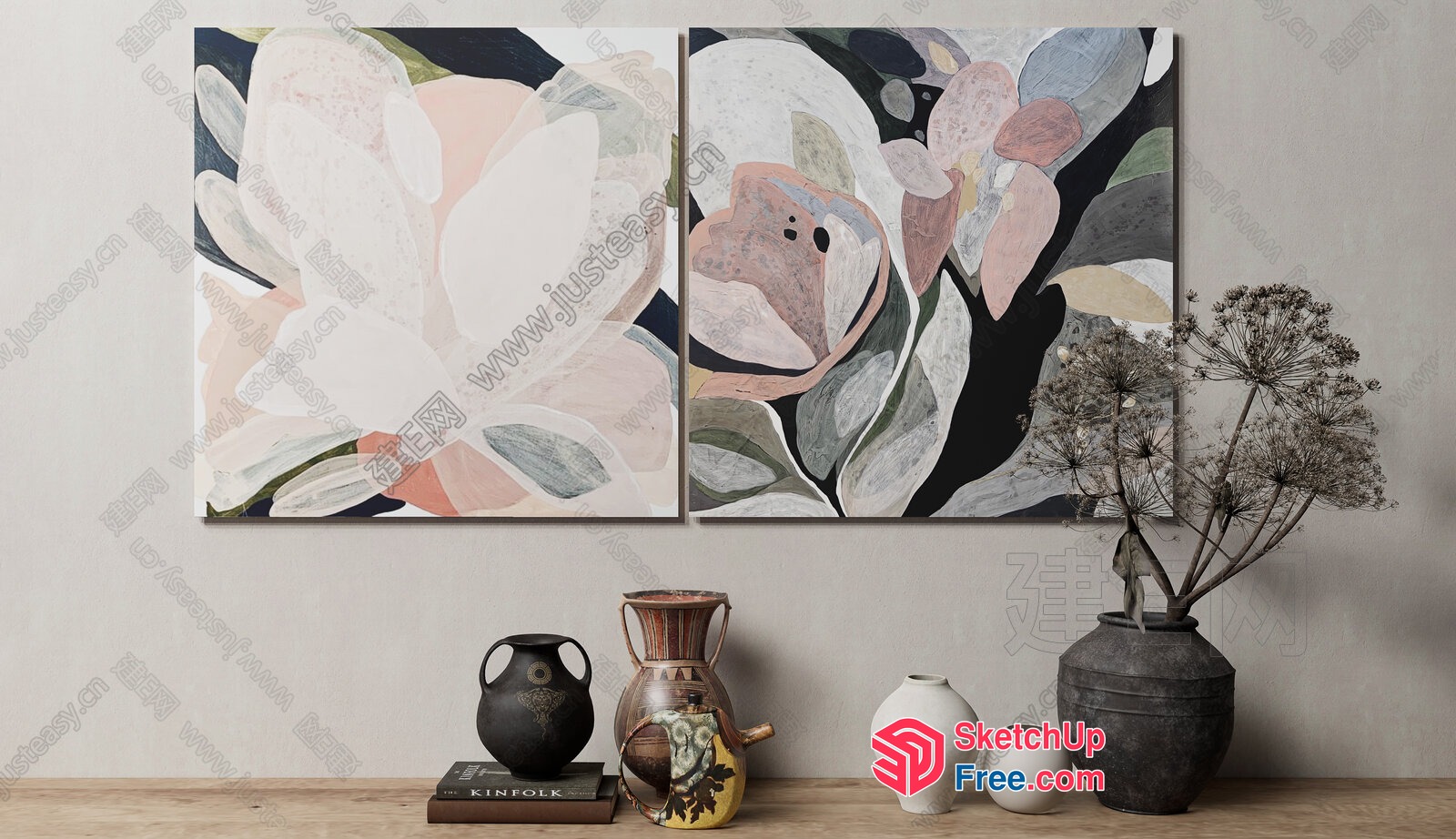 Elegant Floral Artwork Collection 3D SketchUp File