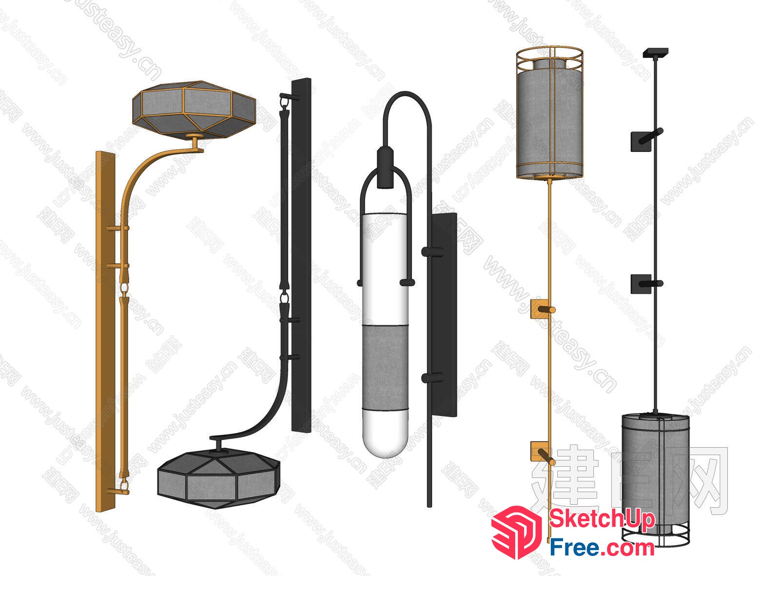 Modern Industrial Style Lighting Fixtures 3D SketchUp File