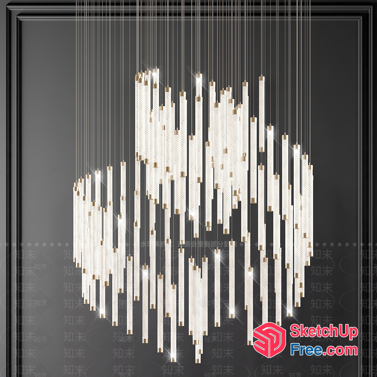 Elegant Modern Glass Chandelier 3D SketchUp File