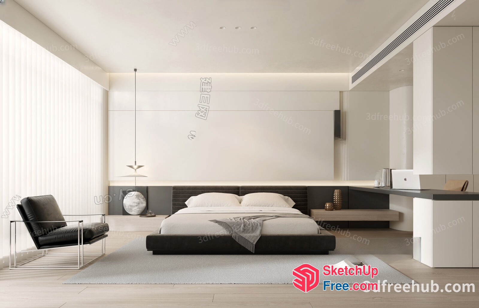 Modern Minimalist Bedroom Interior 3D SketchUp File