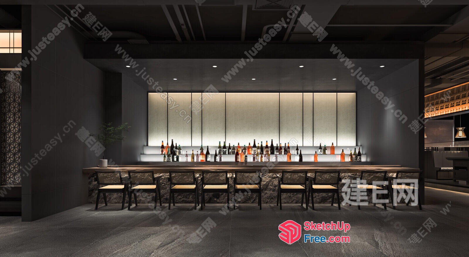 Modern Bar Interior With Sleek Decor 3D SketchUp File