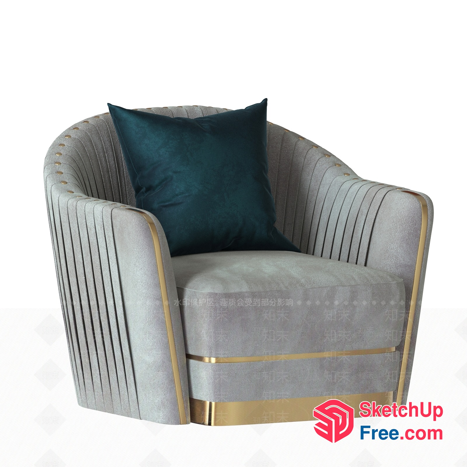 Elegant Armchair With Golden Accents 3D SketchUp File