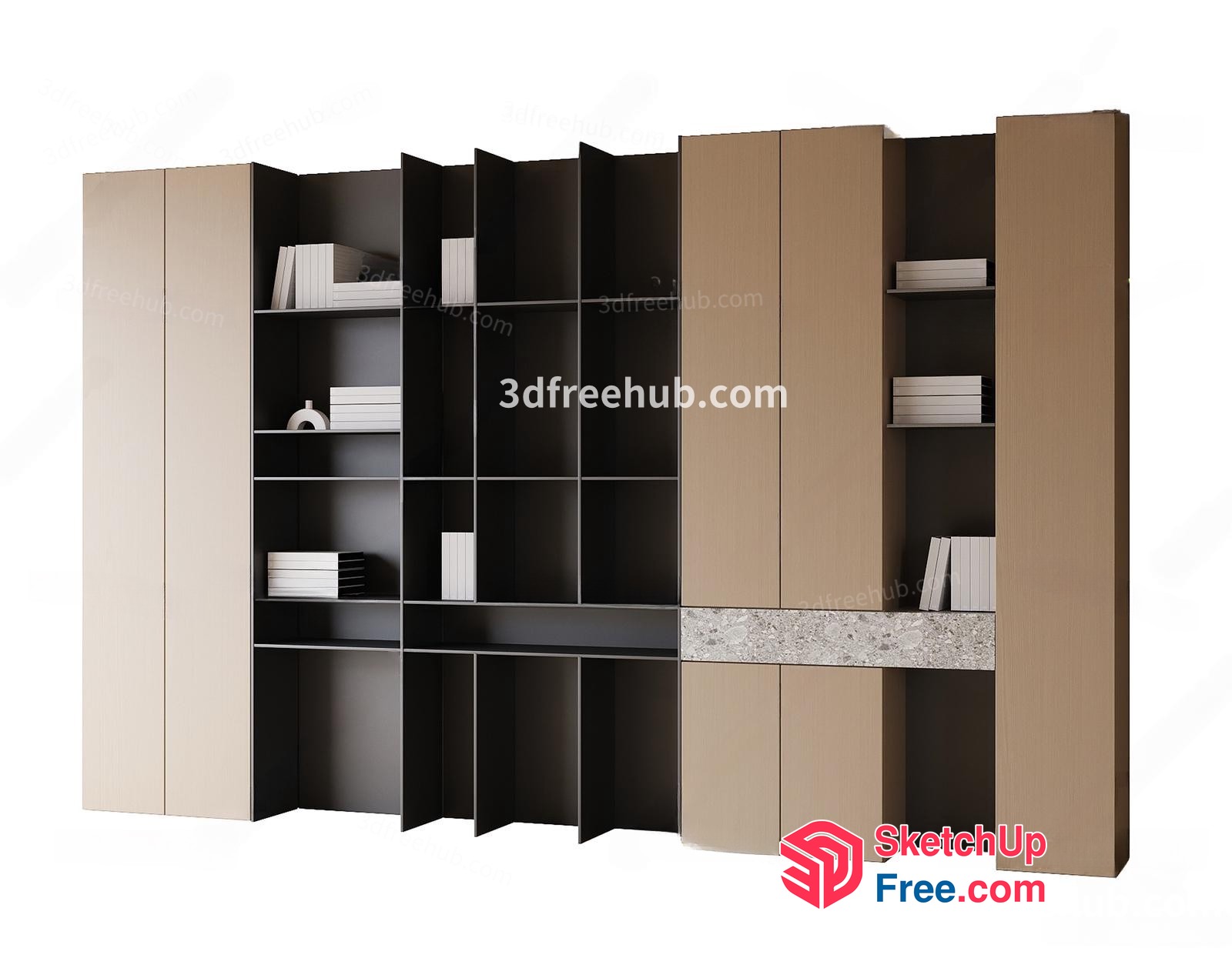 Modern Bookcase And Cabinet Set 3D SketchUp File