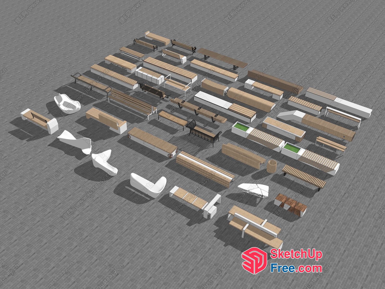 3D Models Of Various Benches And Tables 3D SketchUp File