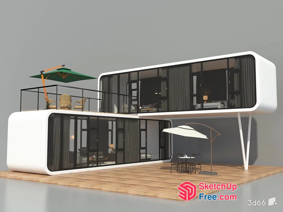 Futuristic Space Capsule Villa With Sleek Modern Design 3D SketchUp File