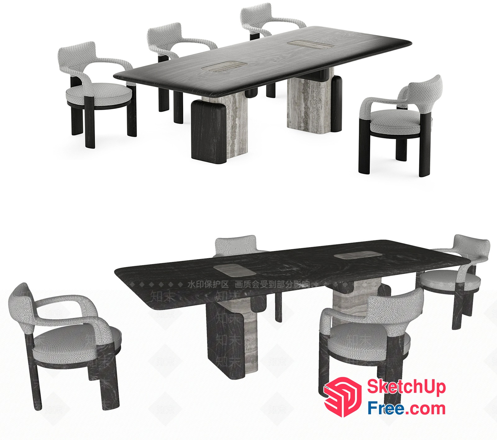 Modern Dining Table Set With Chairs 3D SketchUp File