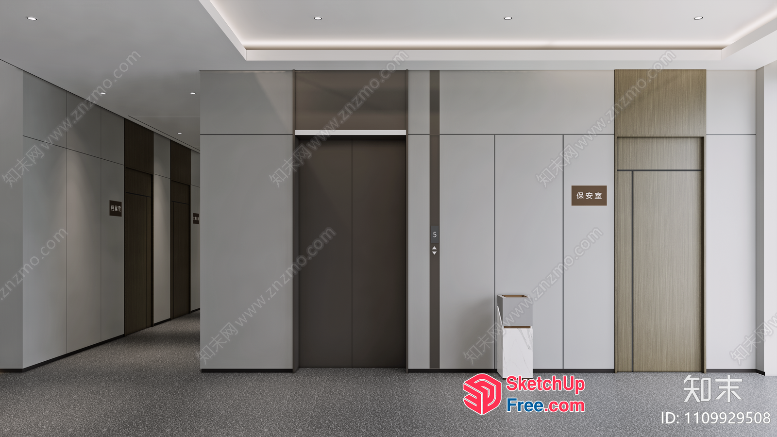 Modern Elevator And Staircase Interior 3D SketchUp File