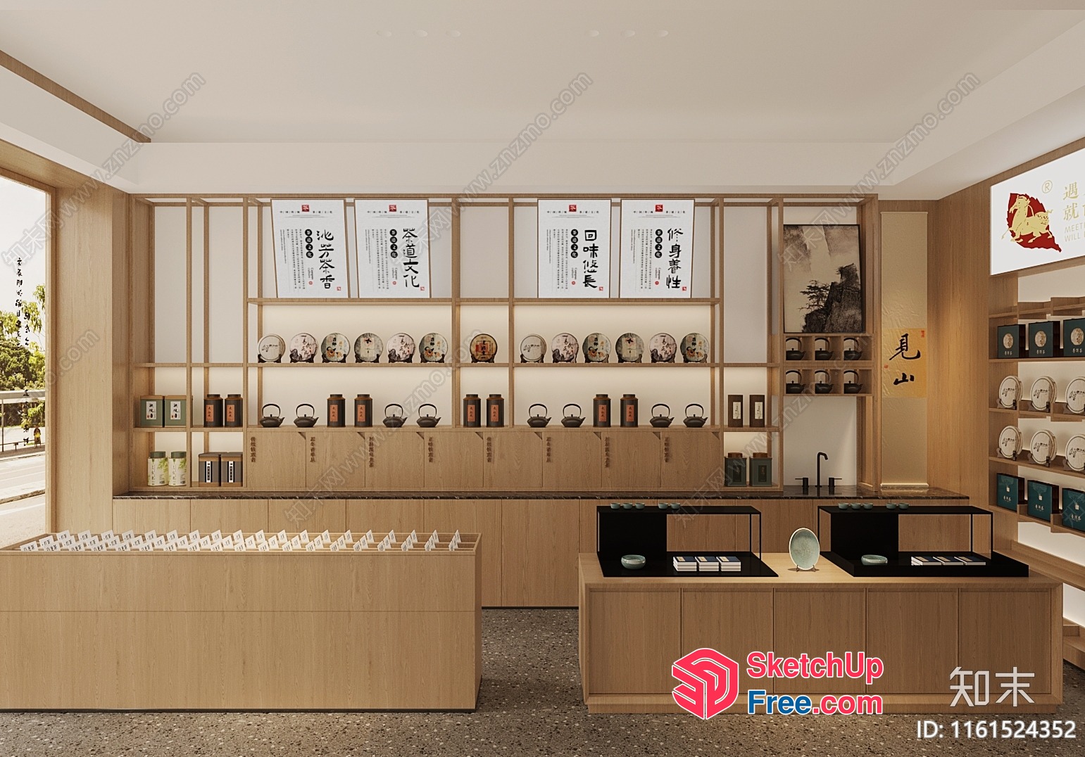 Asian-Inspired Tea Shop Interior 3D SketchUp File