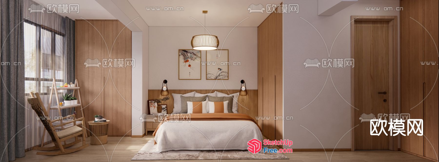 Elegant And Cozy Modern Bedroom Interior 3D SketchUp File