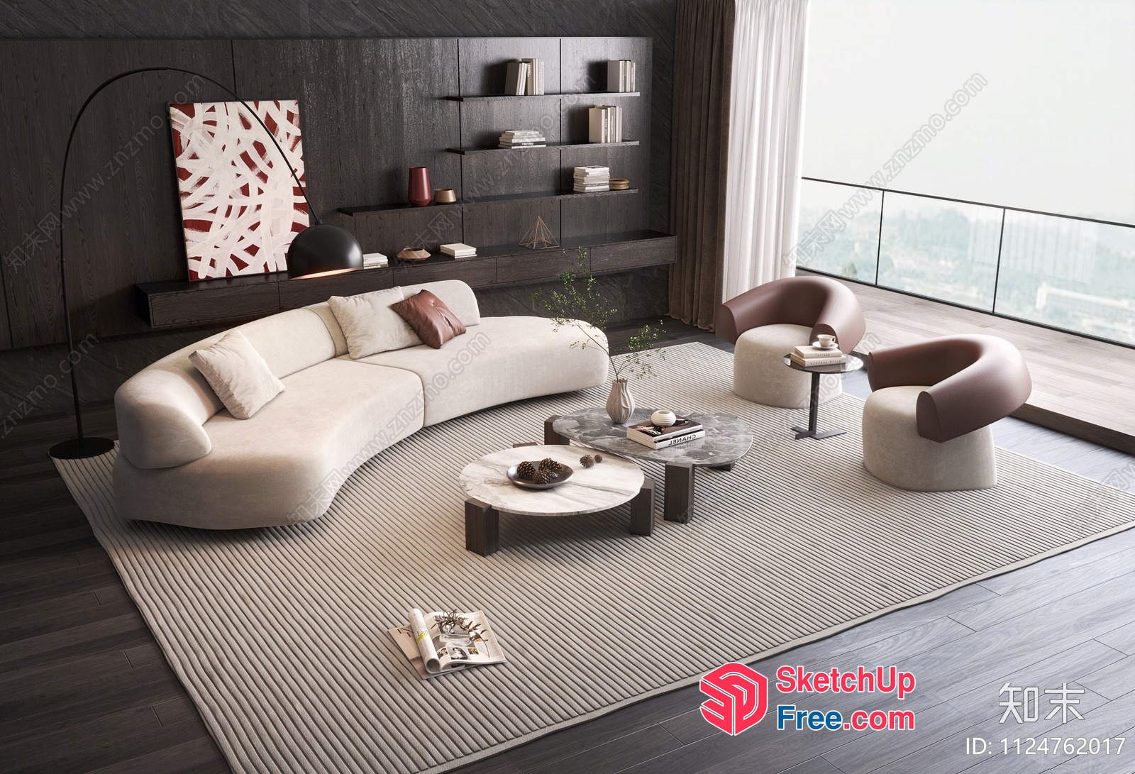 Modern Minimalist Living Room With Natural Light 3D SketchUp File