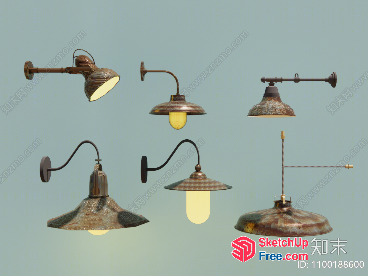Rustic Industrial Style Lighting Fixtures 3D SketchUp File
