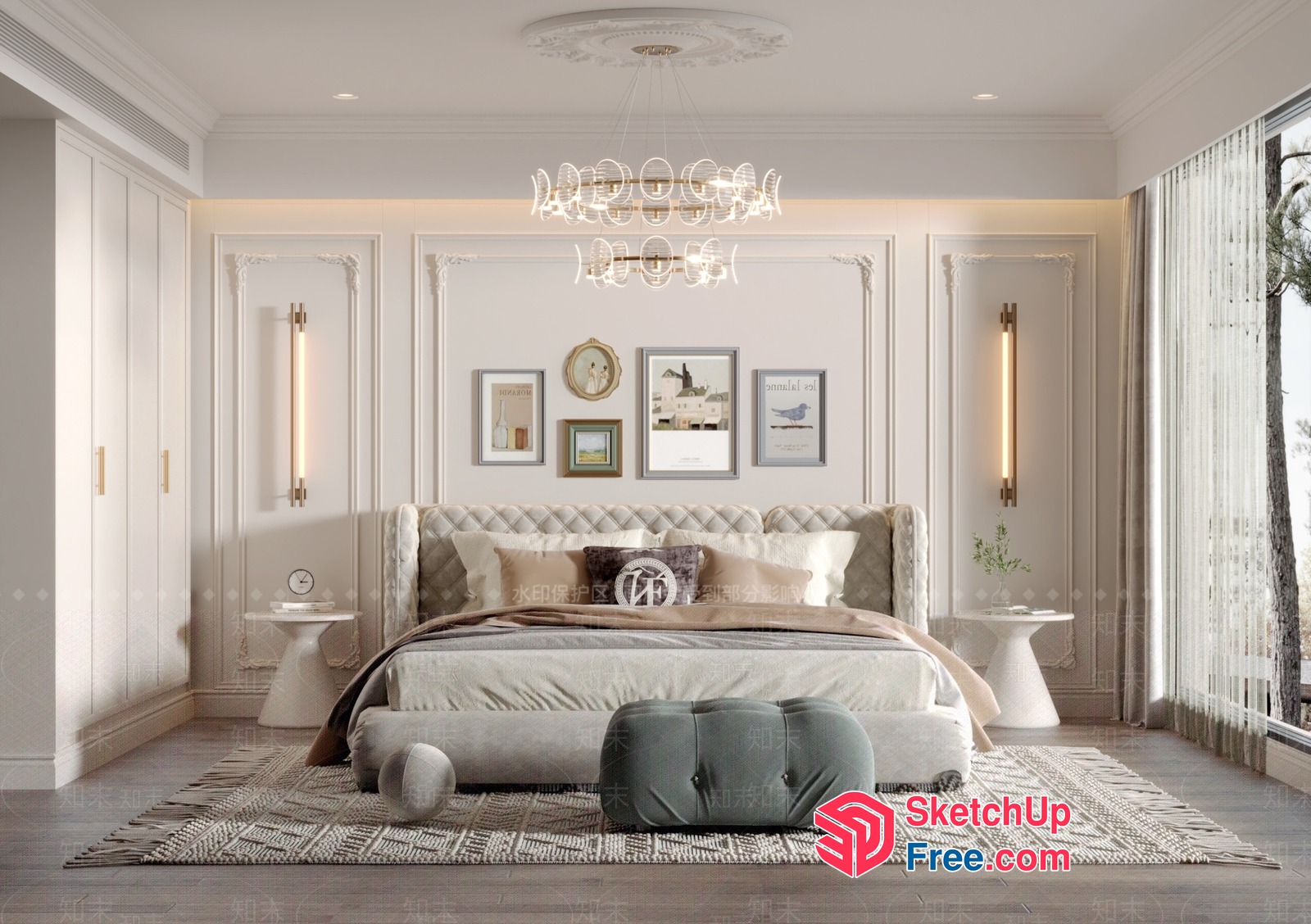Luxurious European-Style Bedroom With Elegant Furniture 3D SketchUp File