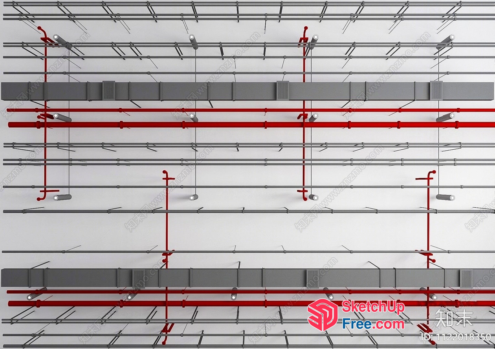 Ceiling Detail With Red And Grey Lines 3D SketchUp File