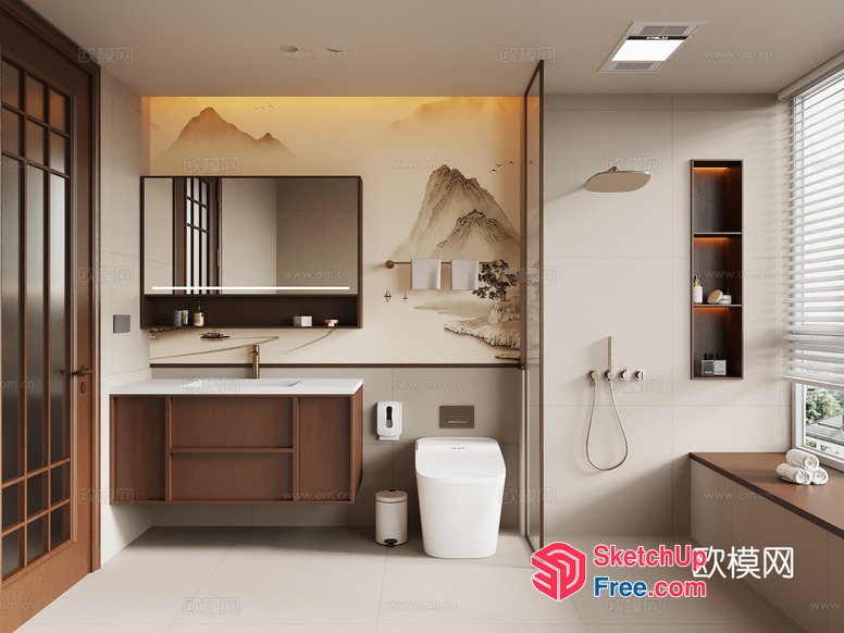 Modern Japanese-Inspired Bathroom With Minimalist Style 3D SketchUp File