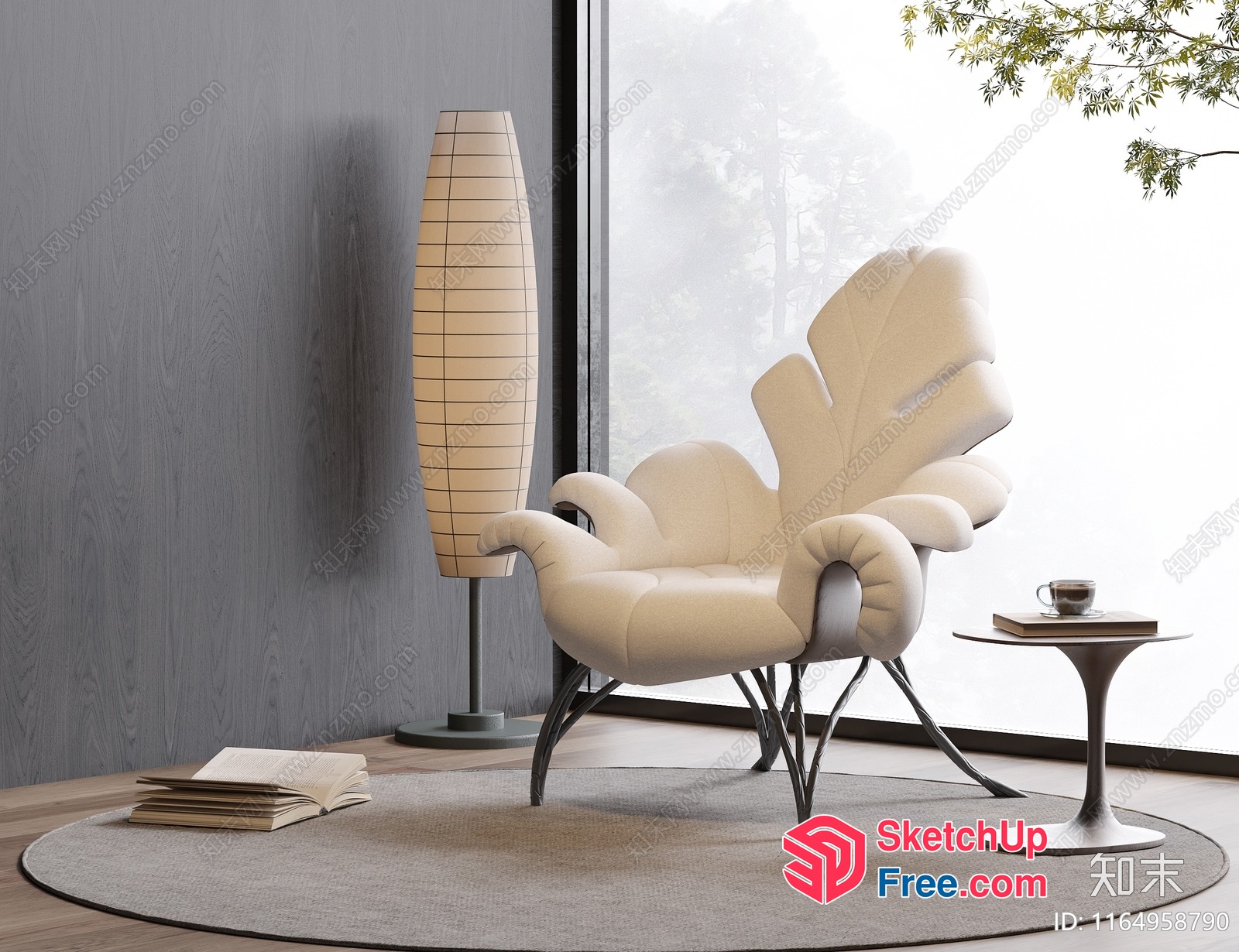 Modern Interior With White Chair And Table 3D SketchUp File