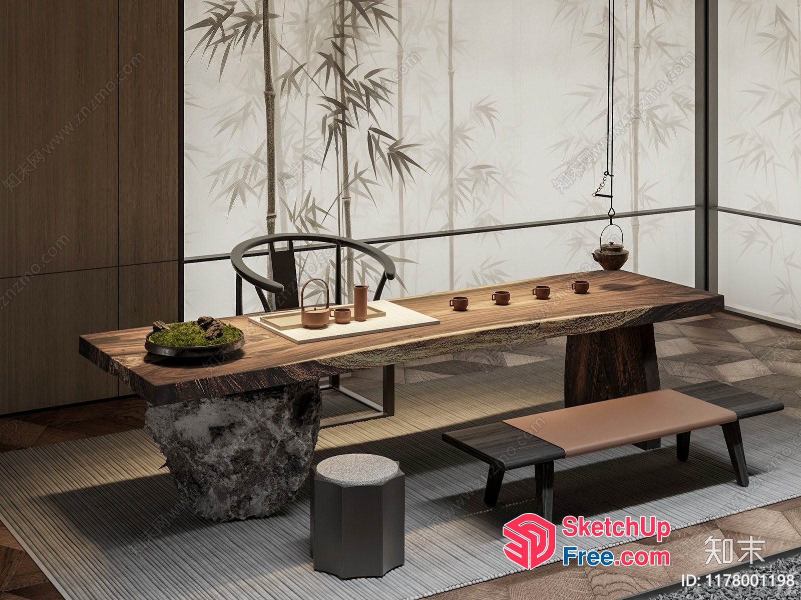 Modern Japanese-Inspired Living Room 3D SketchUp File