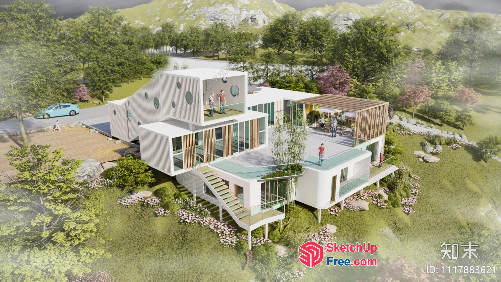 Modern Villa With A Unique Exterior Design And Natural Surroundings 3D SketchUp File