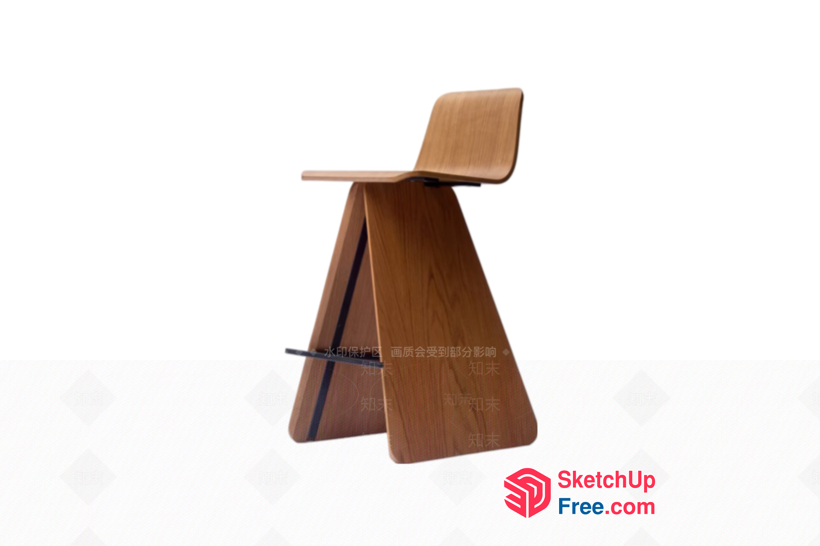 Modern Wooden Stool With Adjustable Height 3D SketchUp File