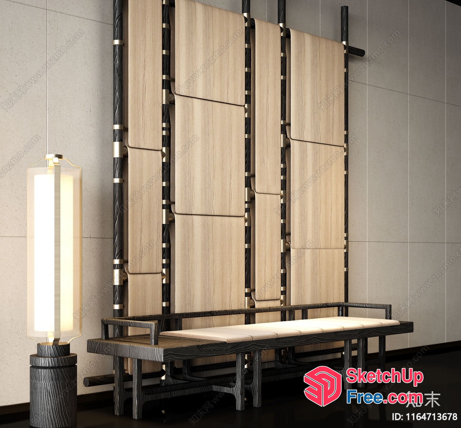 Japanese Style Minimalist Pillar And Staircase 3D SketchUp File