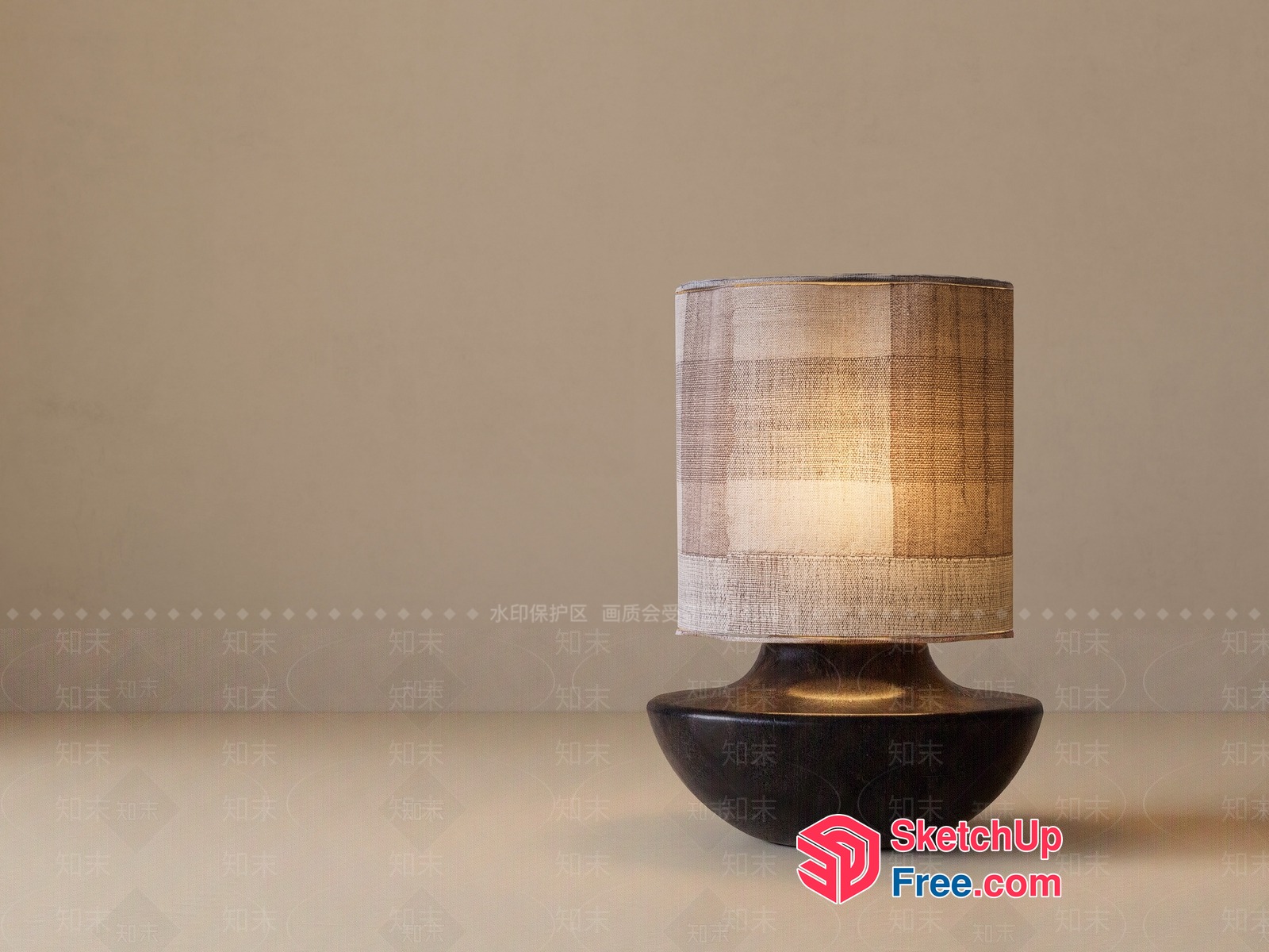 Table Lamp With A Unique Shade Design And Black Base 3D SketchUp File