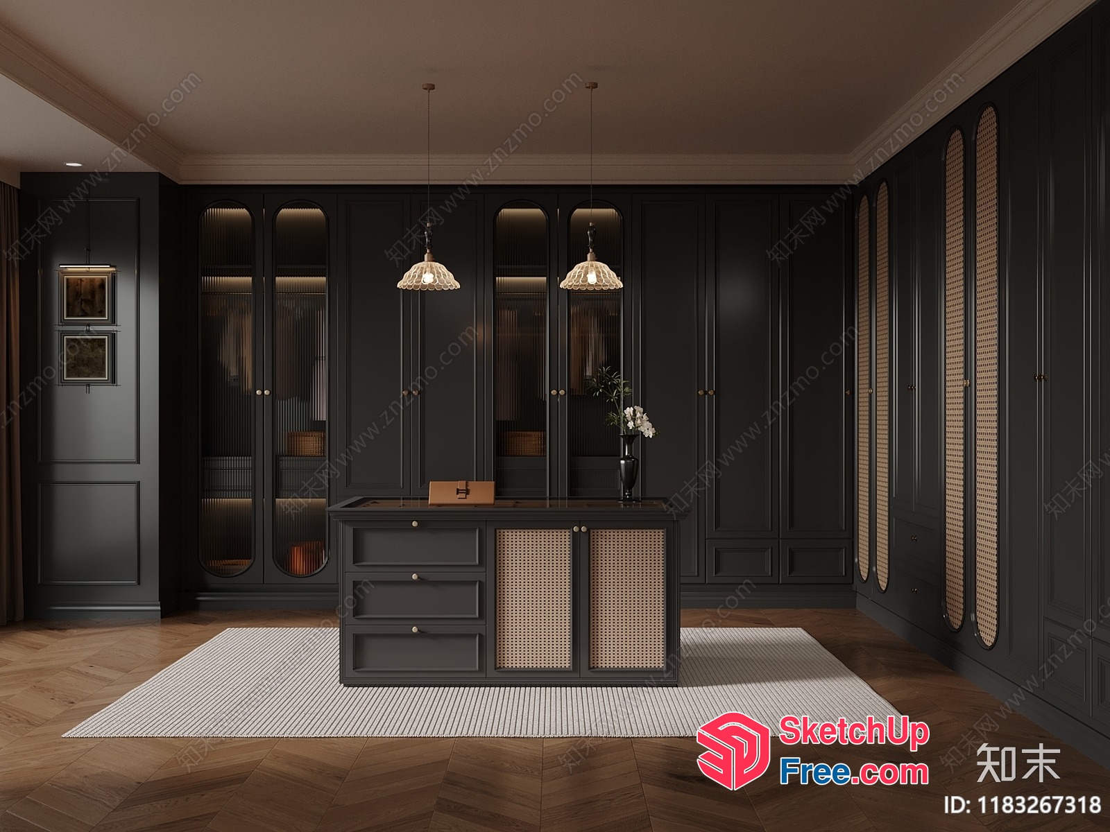 Dark Elegant Modern Office Interior 3D SketchUp File