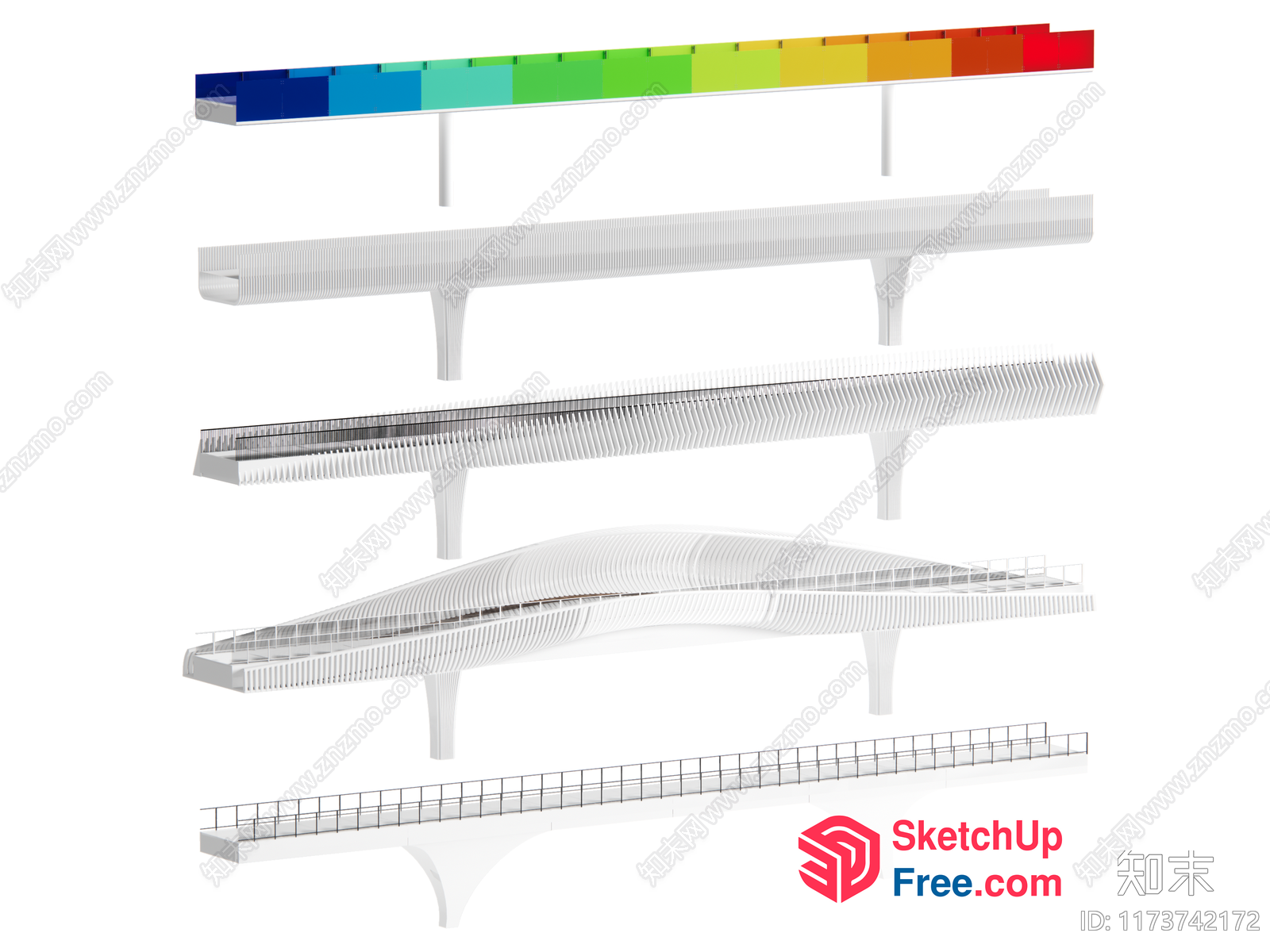 Modern Bridge Design With Colorful Accents 3D SketchUp File