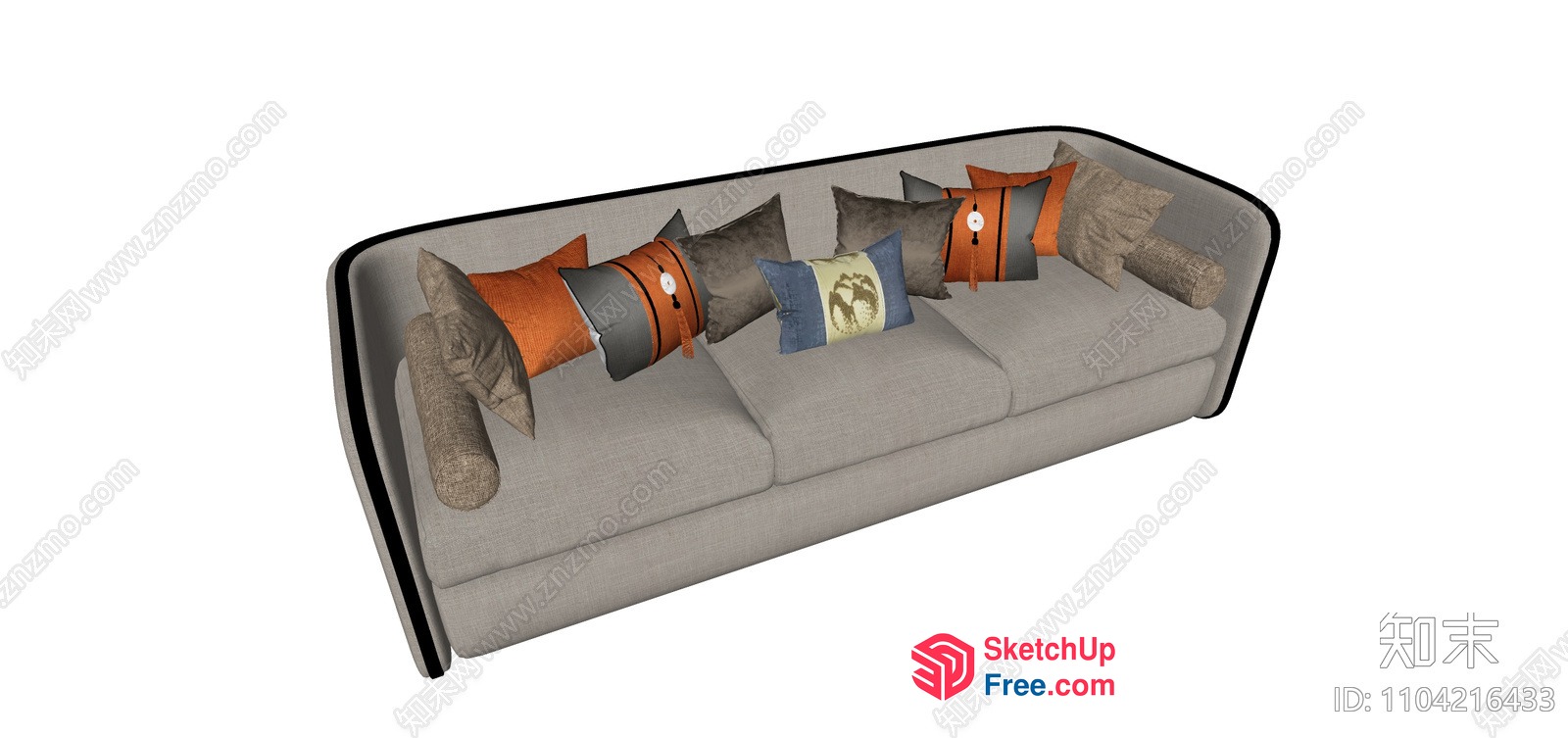 Modern Sofa With Pillows And Throw Blanket 3D SketchUp File