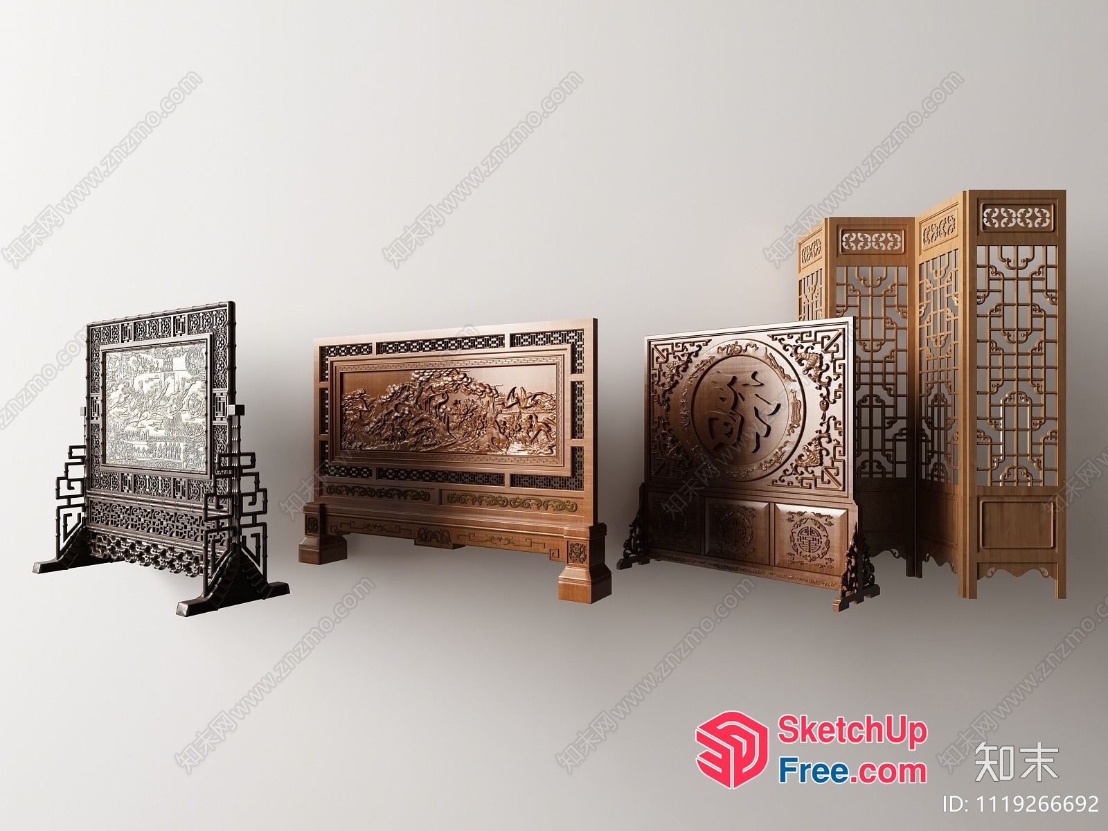 Carved Wooden Decorative Panels 3D SketchUp File