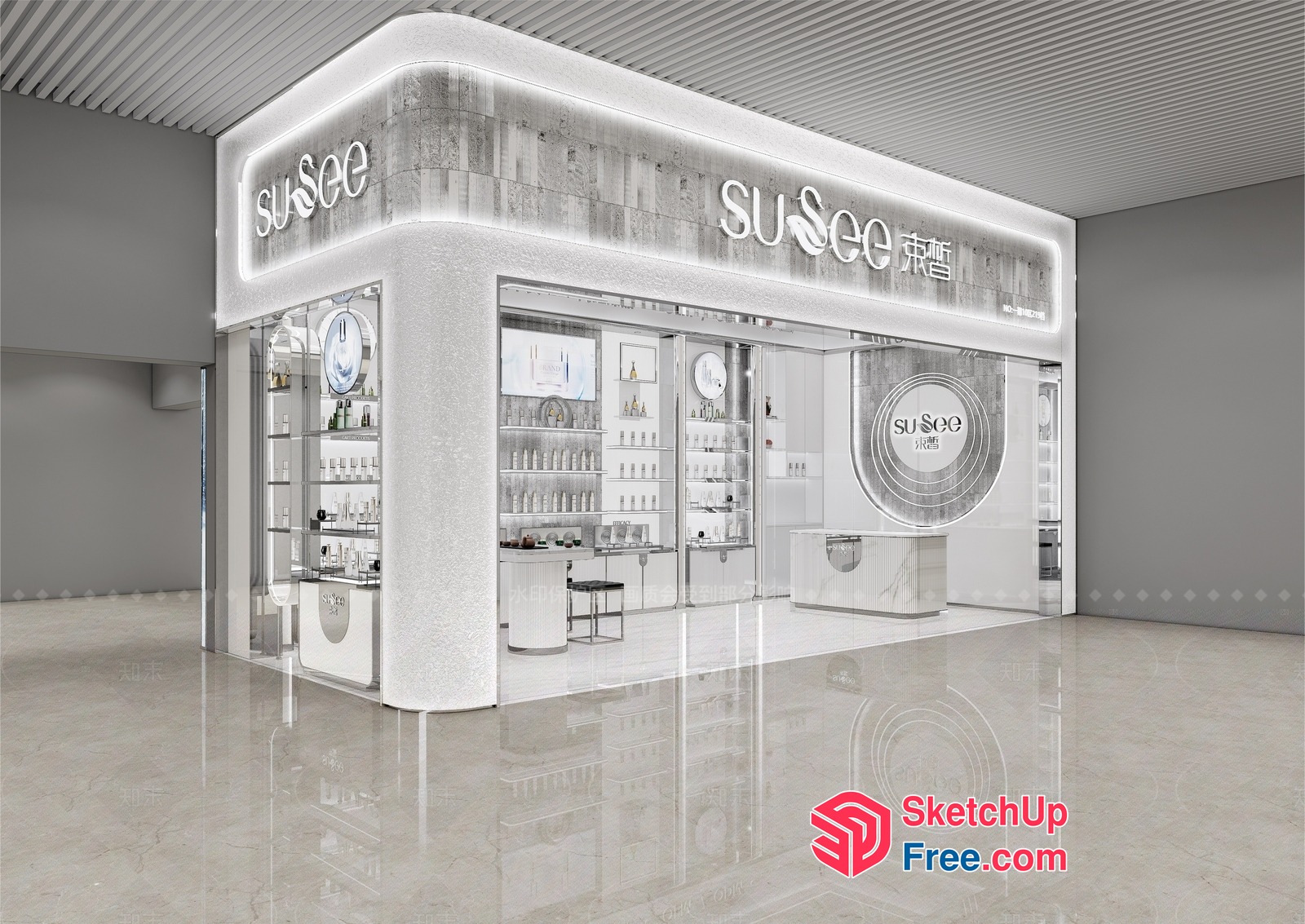 Modern Minimalist Retail Space 3D SketchUp File