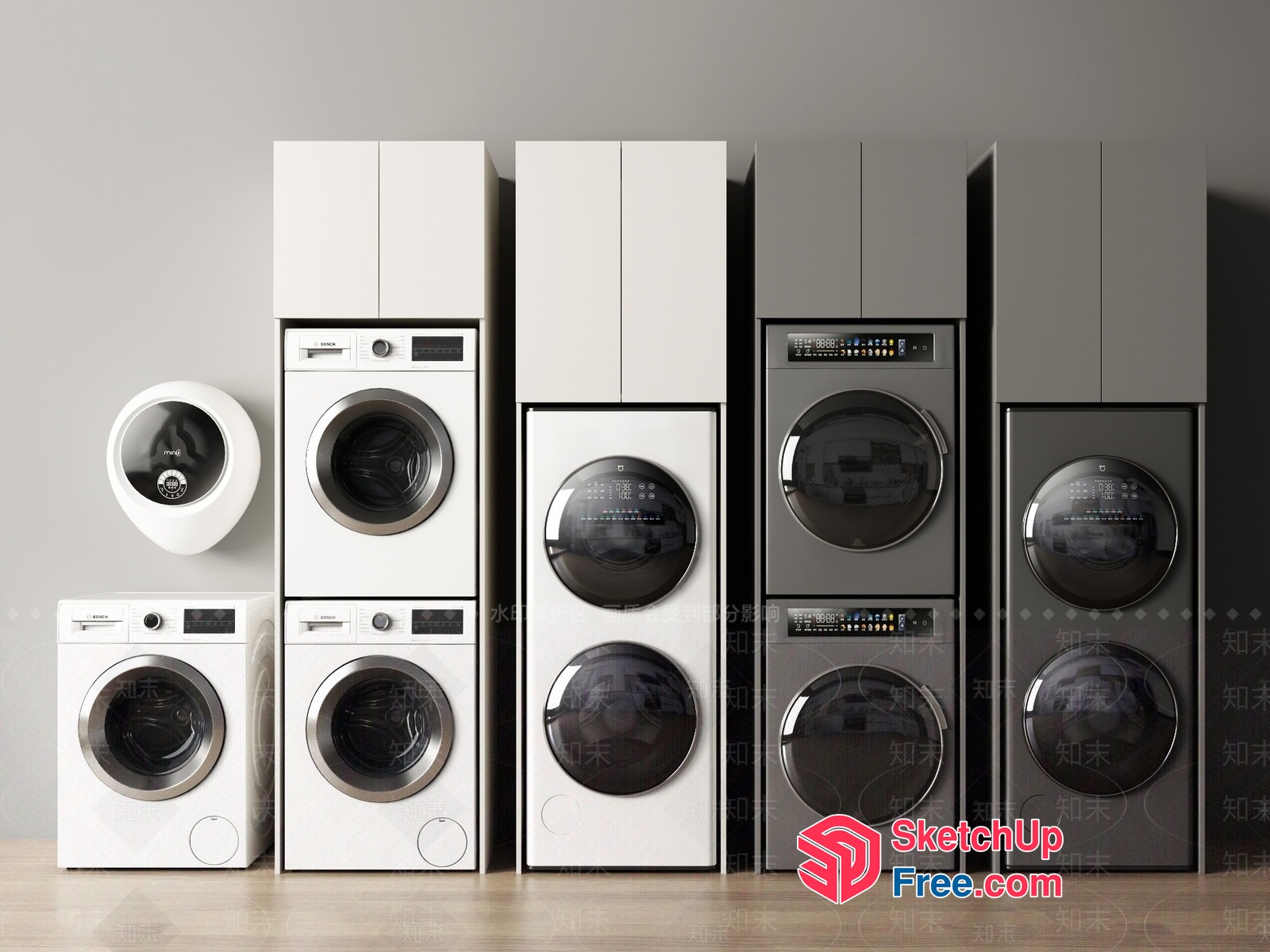 Modern Laundry Room Interior With Sleek Appliances 3D SketchUp File