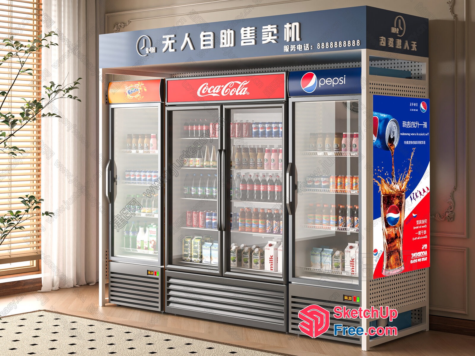 Coca-Cola And Pepsi Fridge Display 3D SketchUp File
