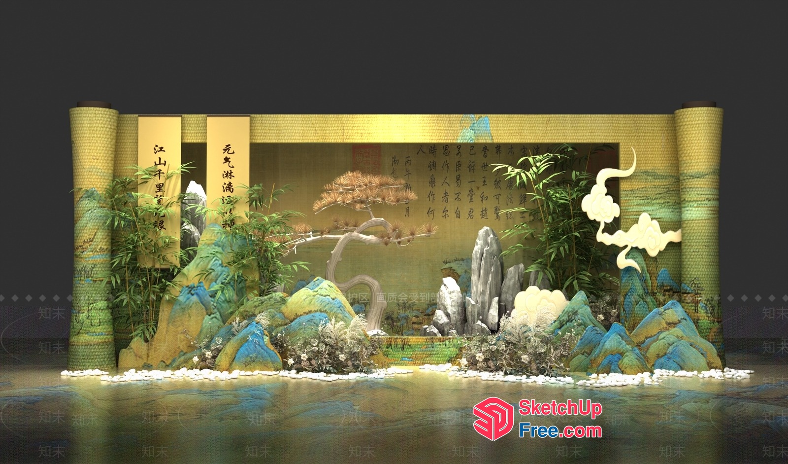 Elegant Japanese Style Decorative Display 3D SketchUp File