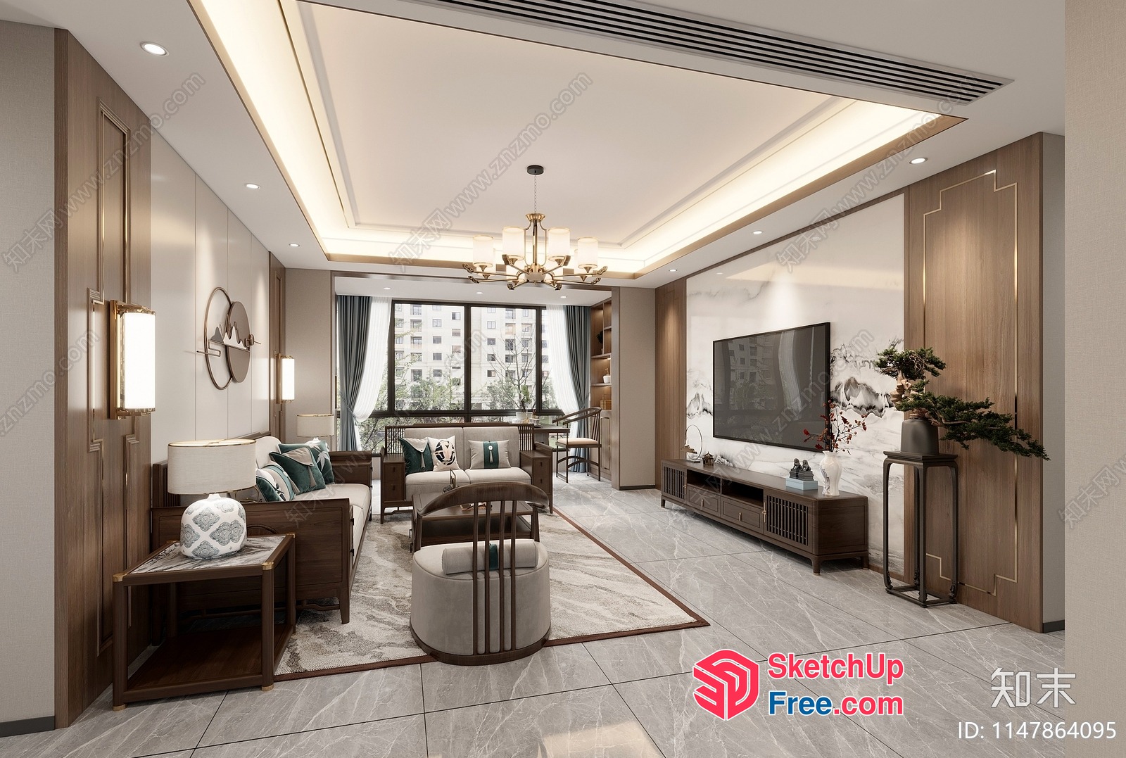 Luxurious Modern Living Room With Elegant Lighting 3D SketchUp File
