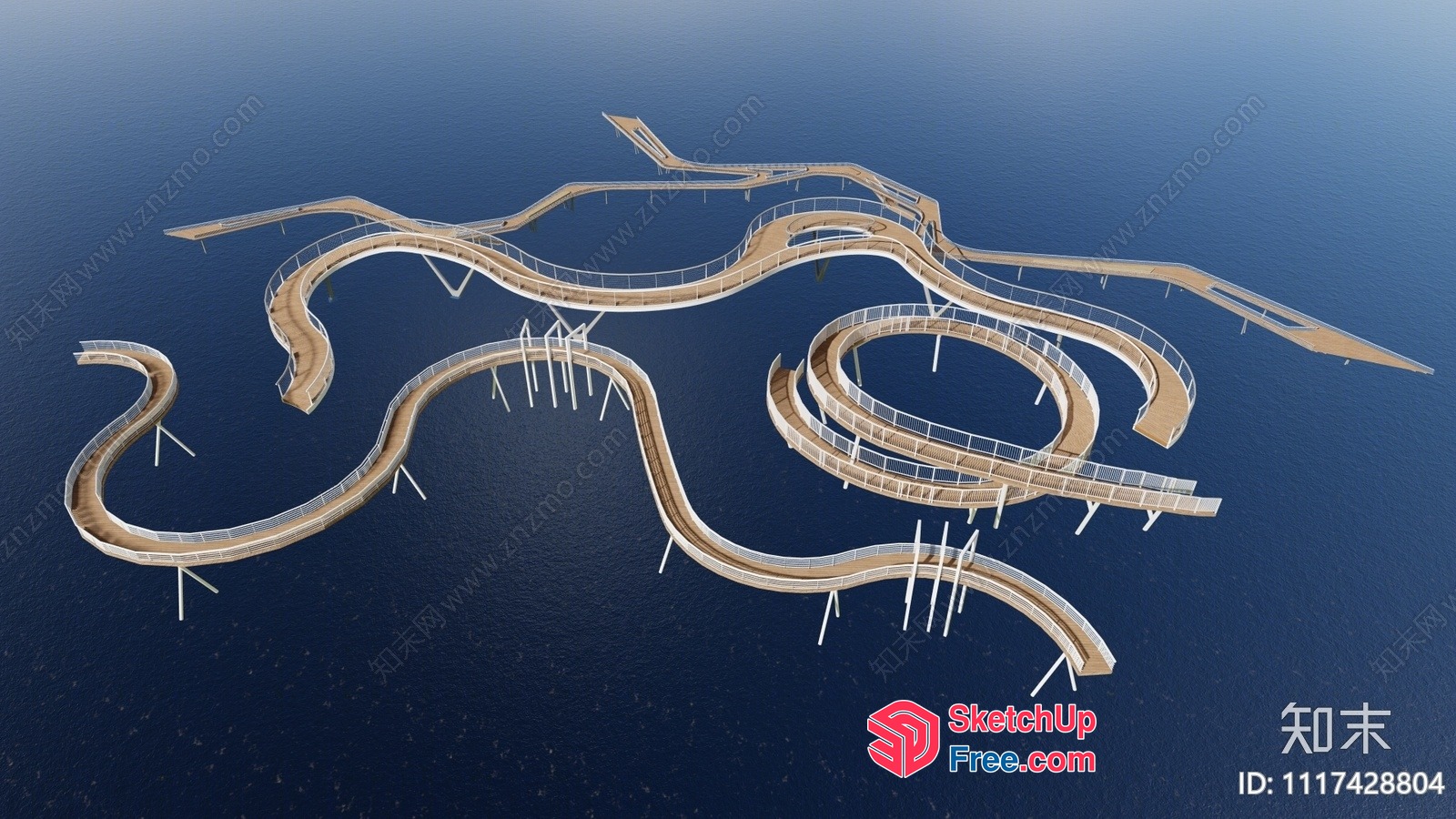 Serpentine Pathway On Waterway 3D SketchUp File