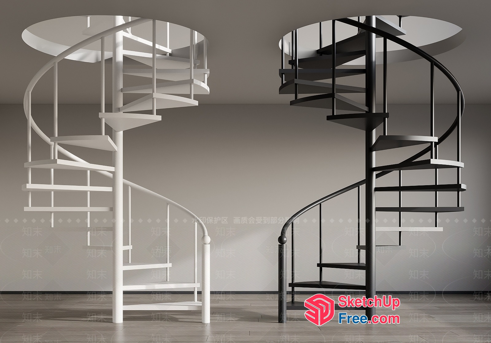Modern Spiral Staircase Design 3D SketchUp File