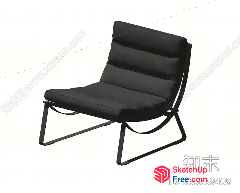 Black Leather Chair With Metal Legs 3D SketchUp File