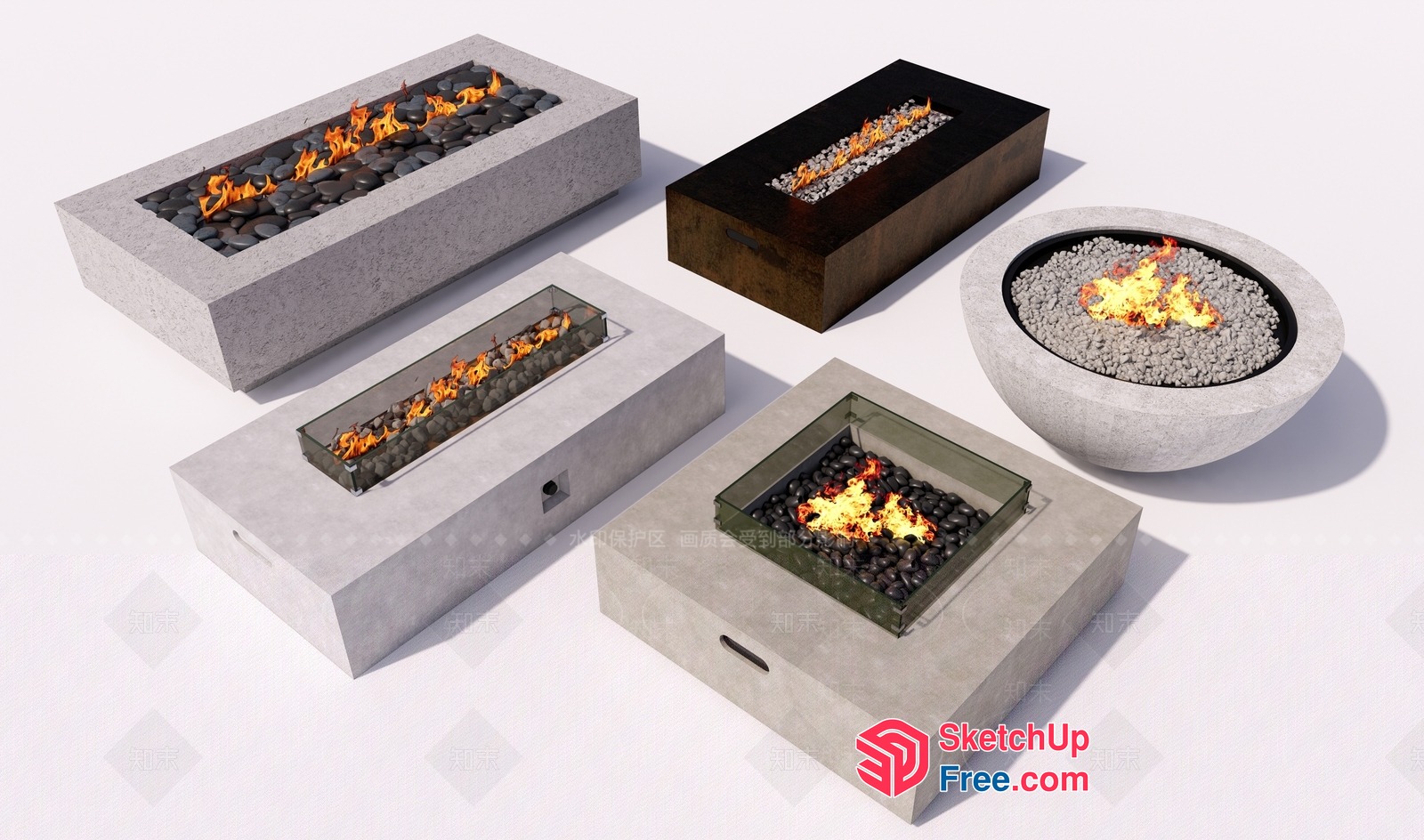 Modern Outdoor Fire Pit Collection 3D SketchUp File