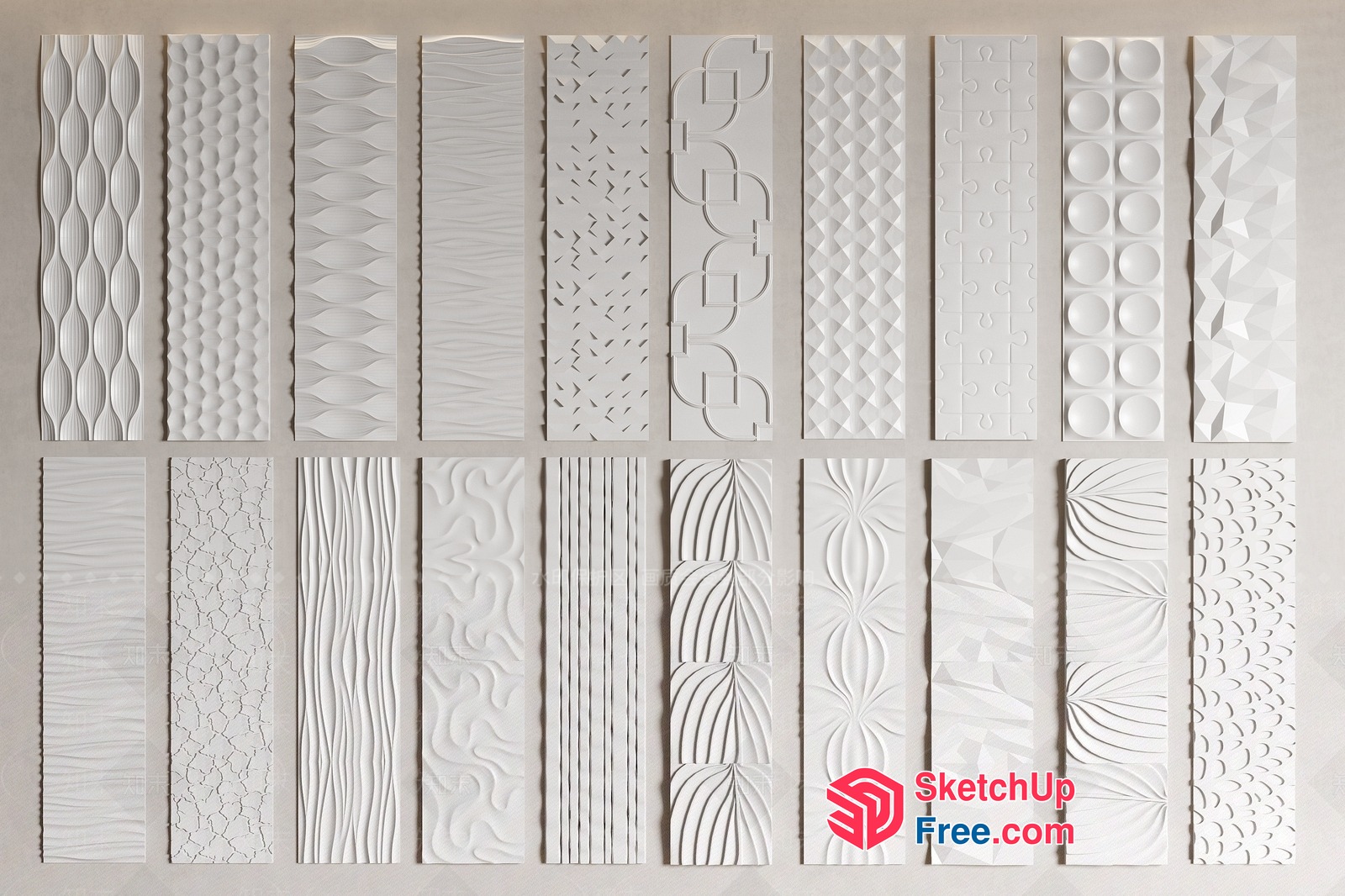 Carved White Decorative Wall Panels 3D SketchUp File