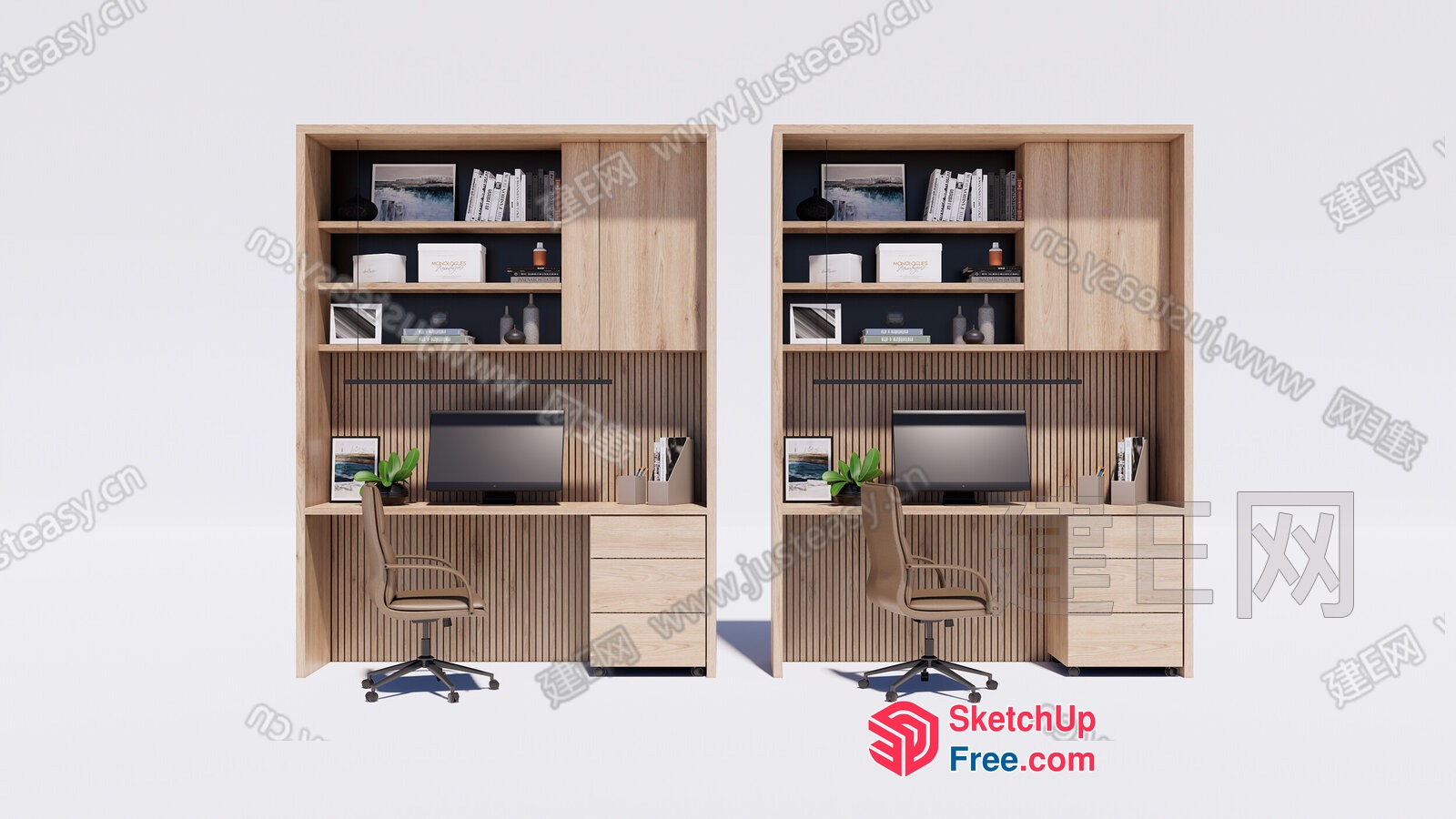 Modern Minimalist Office Workstation 3D SketchUp File
