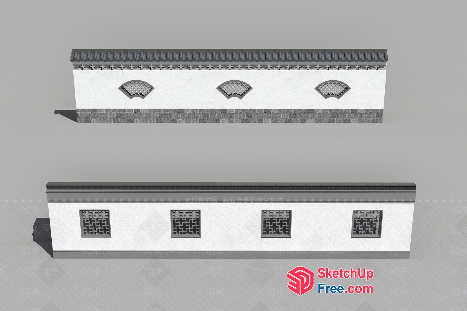 Ornate Wall Decor With Classic Moulding And Windows 3D SketchUp File