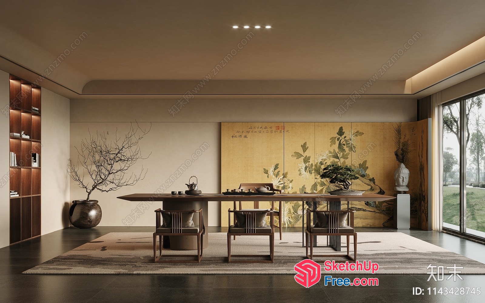 Elegant Japanese-Inspired Dining Room 3D SketchUp File