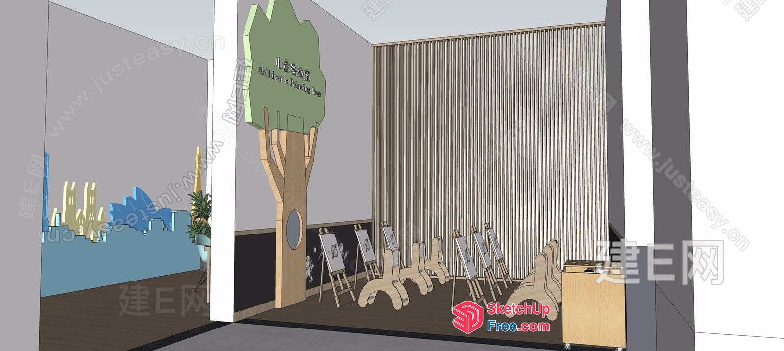 Modern Office Space With Minimalist Decor 3D SketchUp File