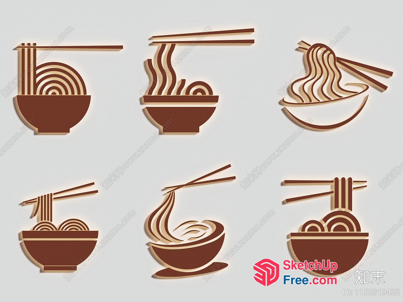 Japanese Ramen Noodles In Bowls 3D SketchUp File