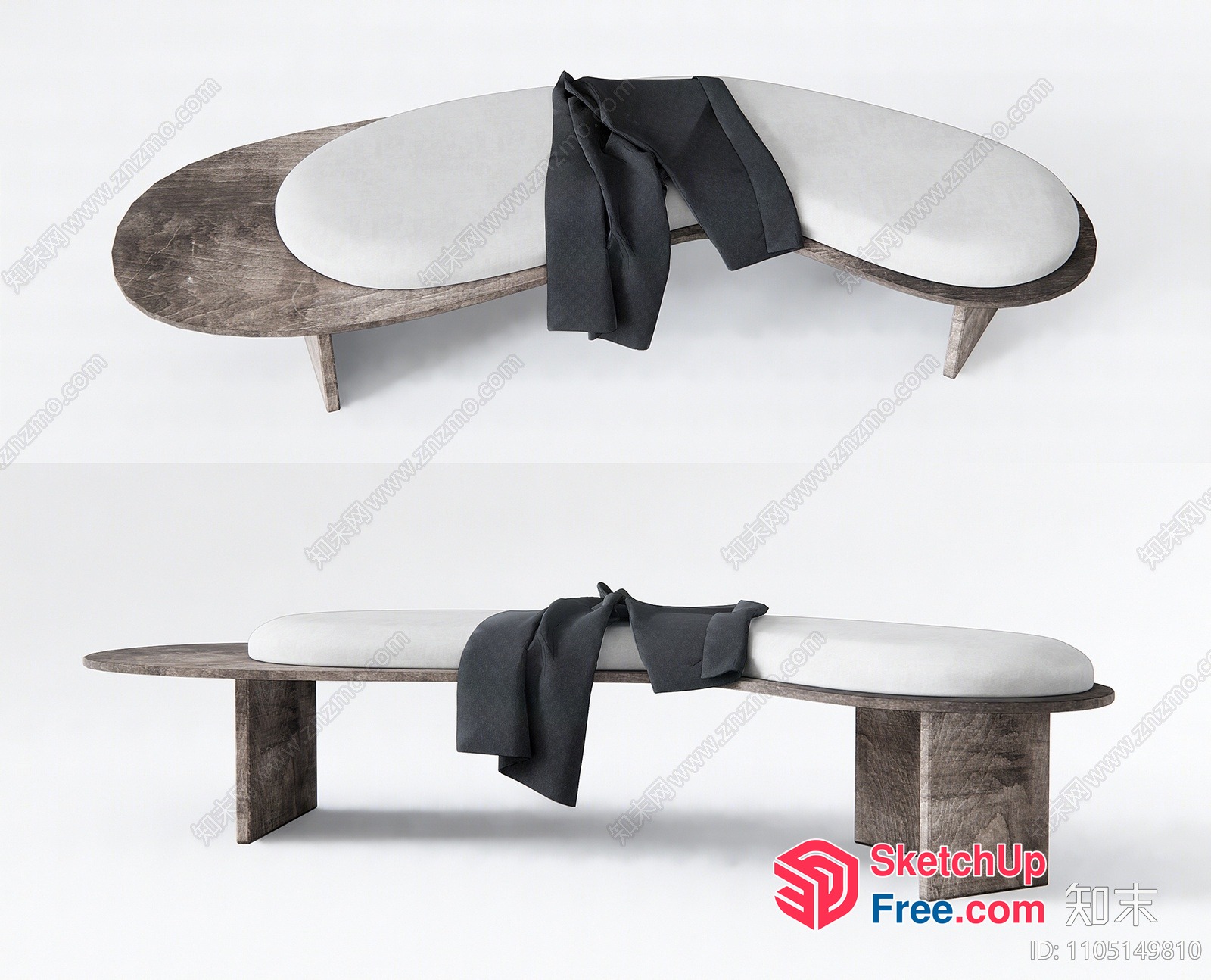 Elegant Japanese Style Bench With Minimalist Design 3D SketchUp File