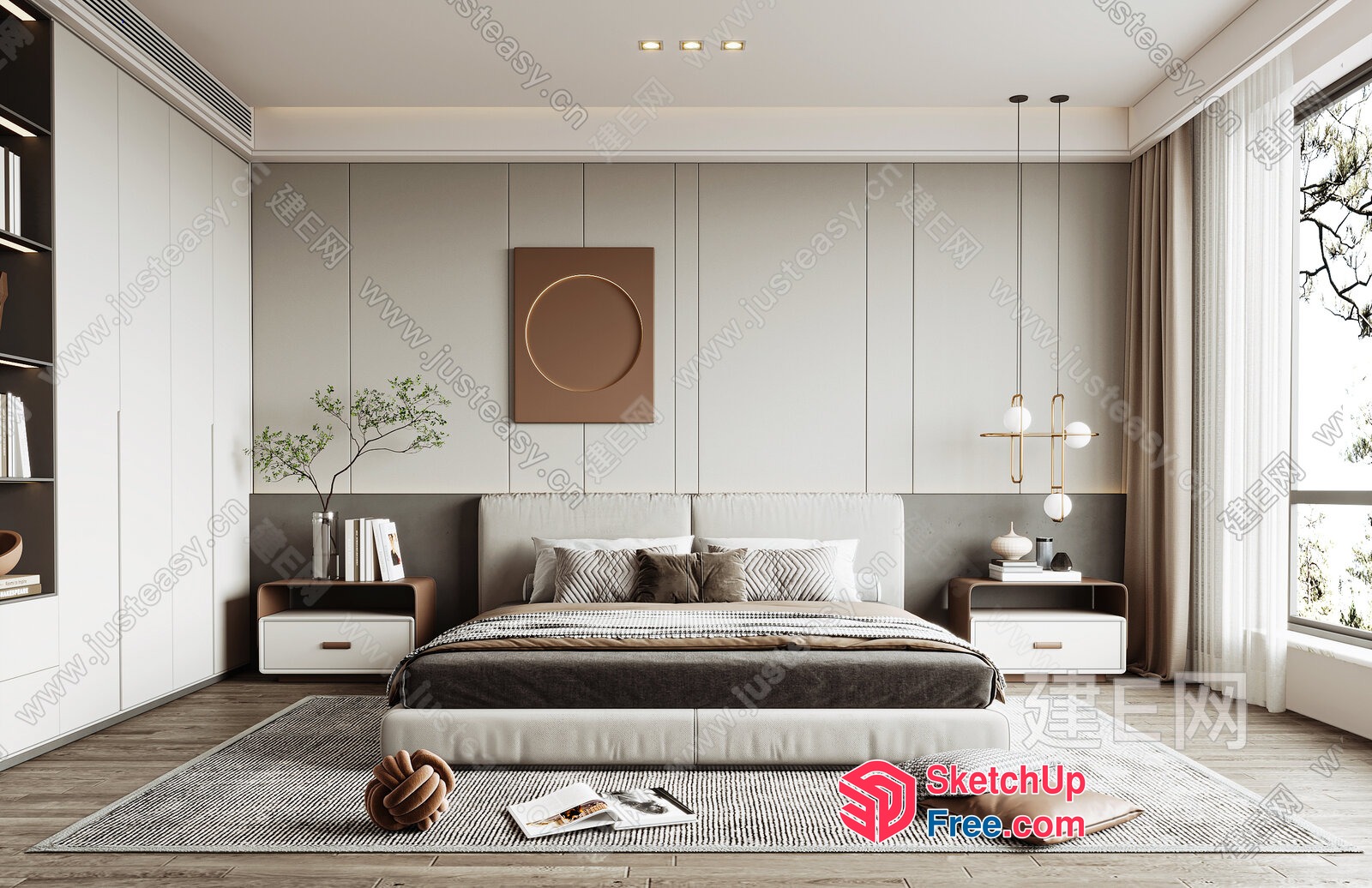Modern Minimalist Bedroom With Natural Light 3D SketchUp File