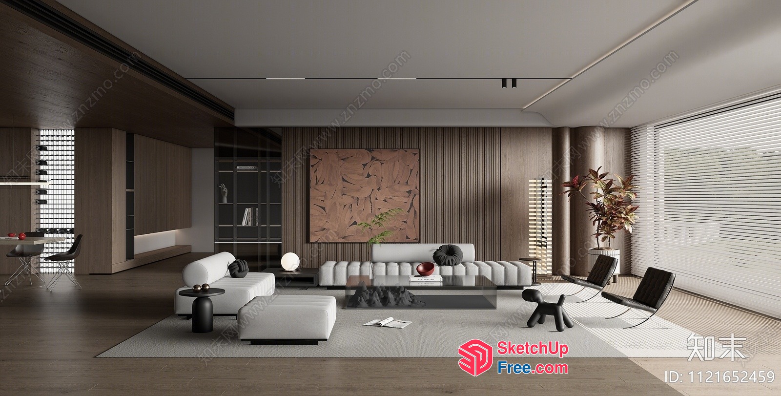 Modern Minimalist Living Room With Sleek Furniture And Neutral Colors 3D SketchUp File