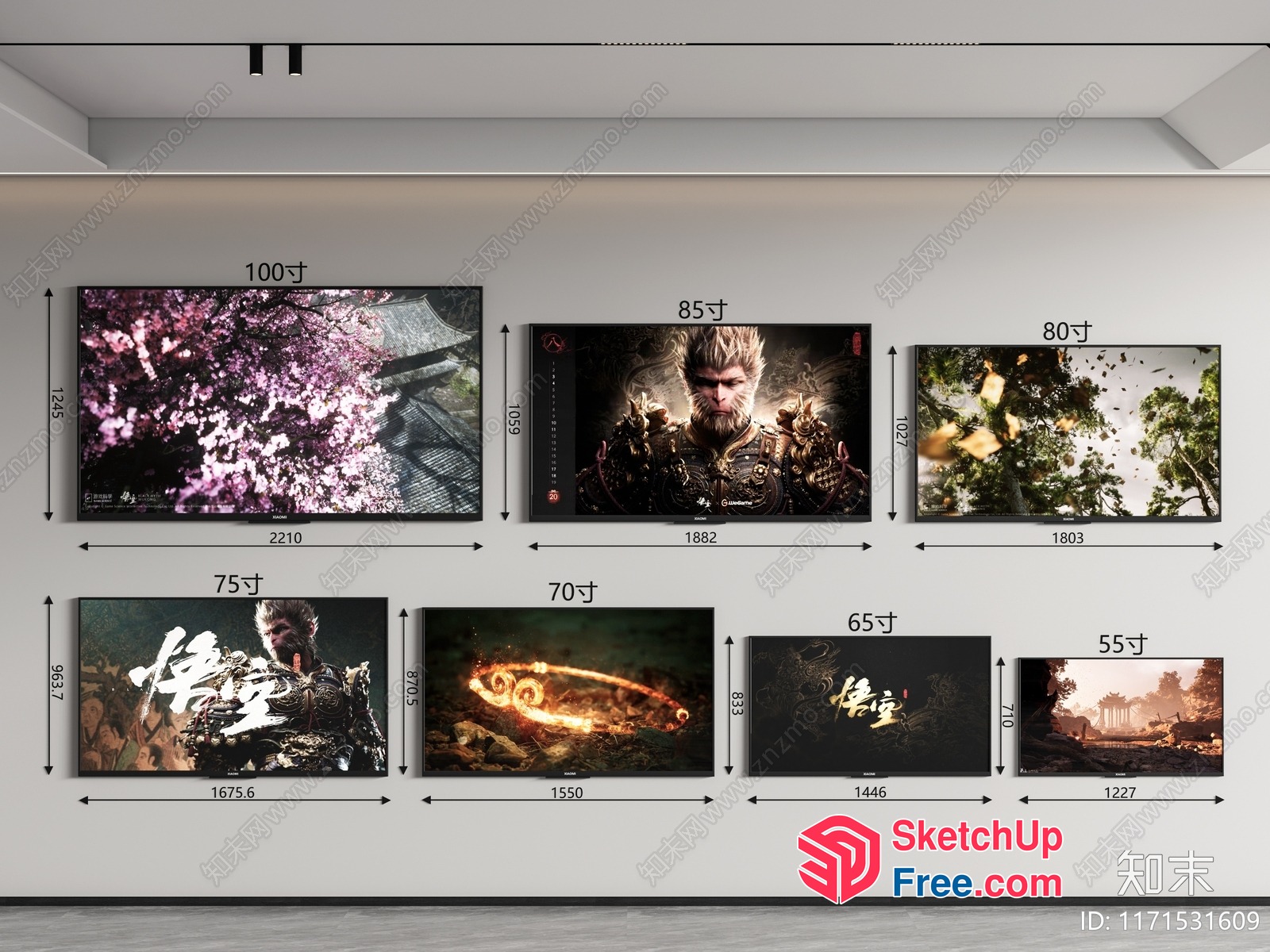 Wall Decorated With Various Images Of Characters 3D SketchUp File