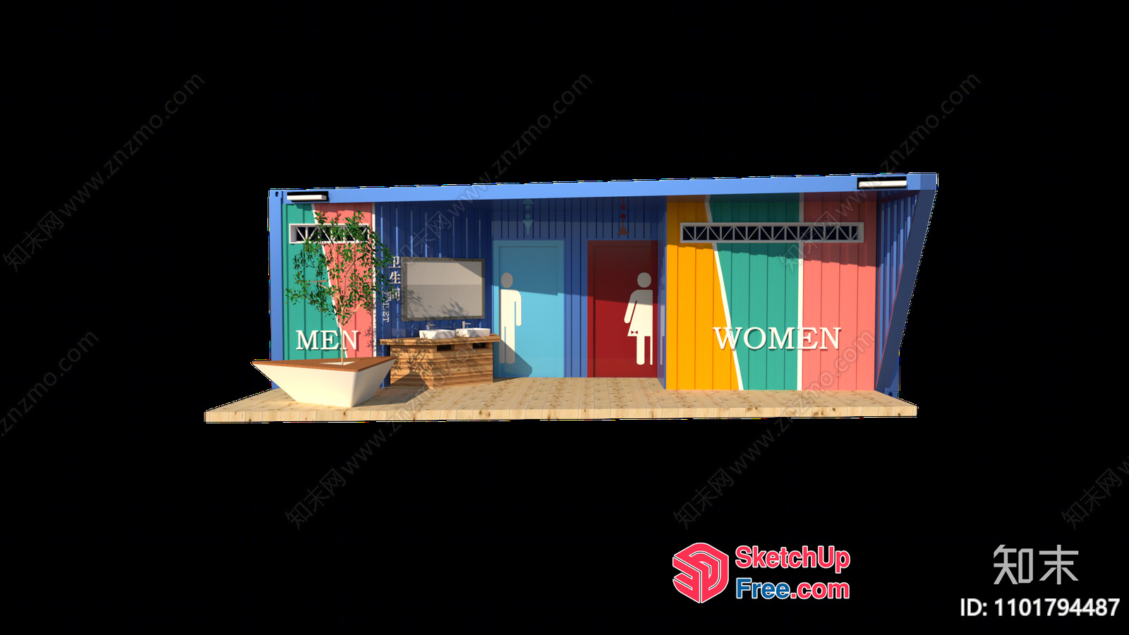 Colorful Bathroom And Shower Facilities 3D SketchUp File